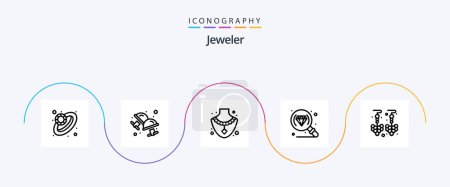 Téléchargez les illustrations : Jewellery Line 5 Icon Pack Including . jewelry. gem. earrings. research - en licence libre de droit