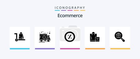 Illustration for Ecommerce Glyph 5 Icon Pack Including gift. shop. truck. market. bag. Creative Icons Design - Royalty Free Image
