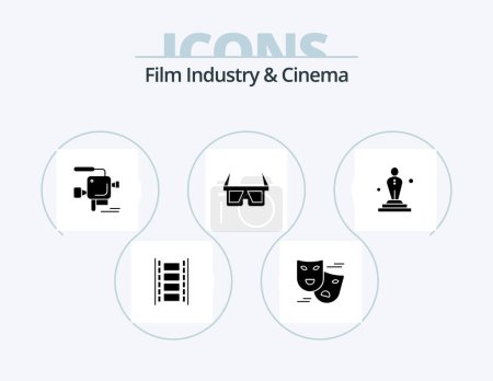 Illustration for Cenima Glyph Icon Pack 5 Icon Design. film. stereo. camera. glasses. 3d glasses - Royalty Free Image