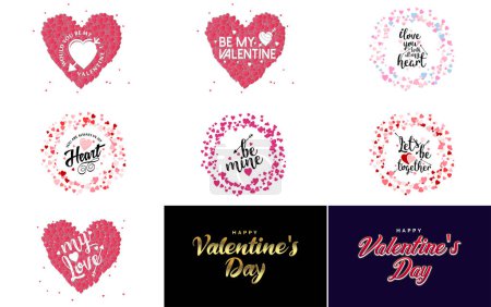 Ilustración de Happy Valentine's Day greeting card template with a floral theme and a red and pink color scheme - Imagen libre de derechos