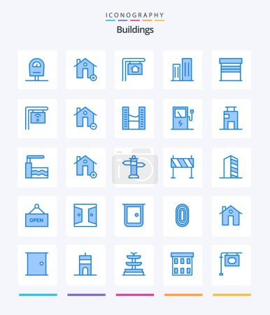Illustration for Creative Buildings 25 Blue icon pack  Such As buildings. skyscrapers. for sale. district. buildings - Royalty Free Image