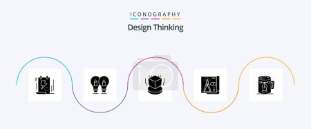 Illustration for Design Thinking Glyph 5 Icon Pack Including file. design. pencil. design. cube - Royalty Free Image
