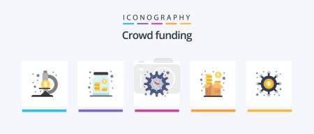Téléchargez les illustrations : Crowdfunding Flat 5 Icon Pack Including black hole. money. project. fund. investment. Creative Icons Design - en licence libre de droit