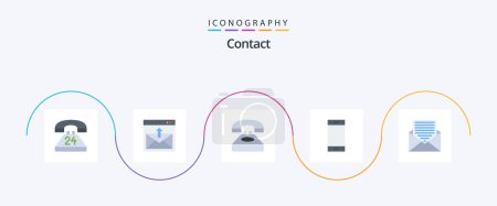 Téléchargez les illustrations : Contact Flat 5 Icon Pack Including phone. call. email. conversation. contact - en licence libre de droit
