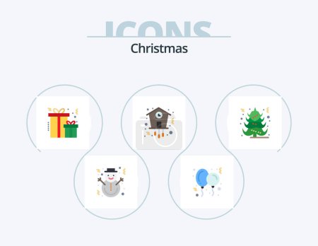 Téléchargez les illustrations : Christmas Flat Icon Pack 5 Icon Design. christmas. timepiece. toy. time. christmas - en licence libre de droit