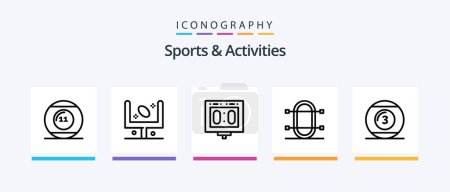 Téléchargez les illustrations : Sports and Activities Line 5 Icon Pack Including sport. skate. goal. sport. rack. Creative Icons Design - en licence libre de droit