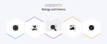 Illustration for Biology 25 Glyph icon pack including research. biology. lab. research. laboratory - Royalty Free Image