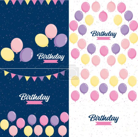 Photo for Colorful glossyHappy Birthday balloons banner background vector illustration in EPS10 format - Royalty Free Image