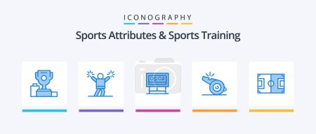 Illustration for Sports Atributes And Sports Training Blue 5 Icon Pack Including field. sport. fan. referee. scoreboard. Creative Icons Design - Royalty Free Image