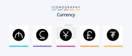 Ilustración de Currency Glyph 5 Icon Pack Including . coin . levbrazil. pound sterling . yen. Creative Icons Design - Imagen libre de derechos