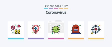Ilustración de Coronavirus Line Filled 5 Icon Pack Including worldwide. fever. hands. cold. bubble. Creative Icons Design - Imagen libre de derechos
