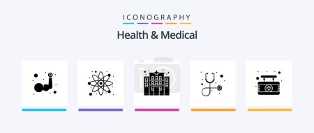 Illustration for Health And Medical Glyph 5 Icon Pack Including sign. hospital. building. board. healthcare. Creative Icons Design - Royalty Free Image
