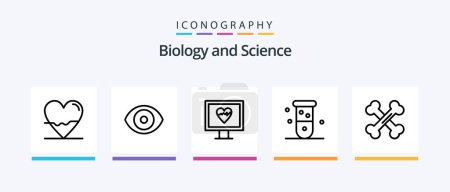 Ilustración de Biology Line 5 Icon Pack Including science. heart. results. biology. atom. Creative Icons Design - Imagen libre de derechos