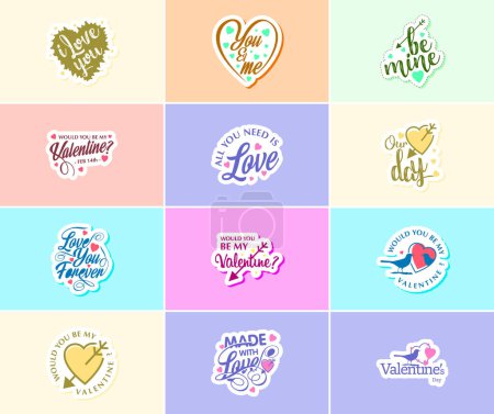 Illustration for Celebrate Your Romance with Valentine's Day Graphics Stickers - Royalty Free Image