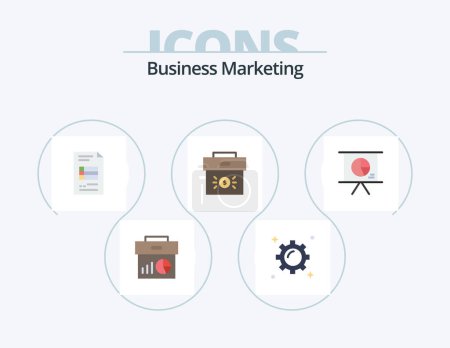 Ilustración de Business Marketing Flat Icon Pack 5 Icon Design. corporate. bag. trade. business reporting - Imagen libre de derechos