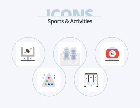 Illustration for Sports and Activities Flat Icon Pack 5 Icon Design. cricket bat. cricket. sports. sport. football - Royalty Free Image