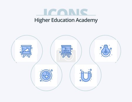 Illustration for Academy Blue Icon Pack 5 Icon Design. growth. education. chalkboard. board. formula - Royalty Free Image