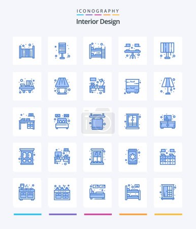 Téléchargez les illustrations : Creative Interior Design 25 Blue icon pack  Such As lamp. interior. home. dining. sleep - en licence libre de droit