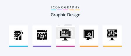 Téléchargez les illustrations : Graphic Design Glyph 5 Icon Pack Including layout . illustration . screen. computer. Creative Icons Design - en licence libre de droit