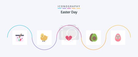 Téléchargez les illustrations : Easter Flat 5 Icon Pack Including egg. holiday. love. eggs. easter - en licence libre de droit