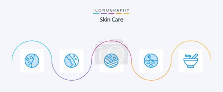 Illustration for Skin Blue 5 Icon Pack Including herbs. skin. proceed. skin care. dry skin - Royalty Free Image
