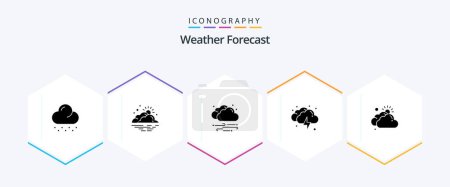 Ilustración de Weather 25 Glyph icon pack including cloudy. weather. weather. thunder. cloud - Imagen libre de derechos