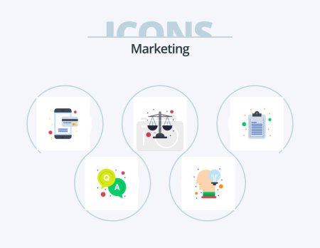 Ilustración de Marketing Flat Icon Pack 5 Icon Design. . note. online. clipboard. scales - Imagen libre de derechos