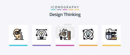 Illustration for Design Thinking Line Filled 5 Icon Pack Including idea. package. drawing. box. vector. Creative Icons Design - Royalty Free Image