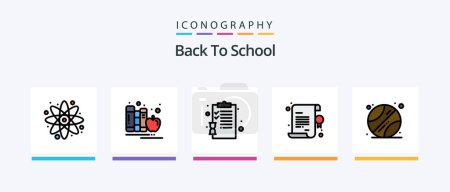 Illustration for Back To School Line Filled 5 Icon Pack Including education. back to school. books. school. a+. Creative Icons Design - Royalty Free Image