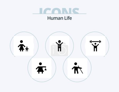 Ilustración de Human Glyph Icon Pack 5 Icon Design. gym. winner. family. success. achievement - Imagen libre de derechos
