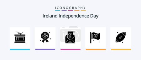 Ilustración de Ireland Independence Day Glyph 5 Icon Pack Including ireland. rugby. envelope. ball. sign. Creative Icons Design - Imagen libre de derechos