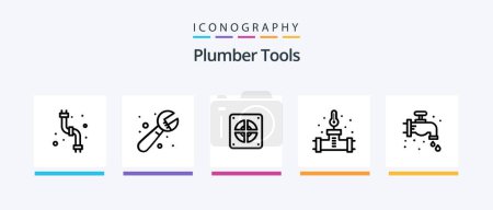 Téléchargez les illustrations : Plumber Line 5 Icon Pack Including faucet. system. cleaner. plumbing. mechanical. Creative Icons Design - en licence libre de droit