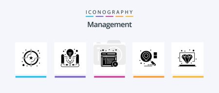 Ilustración de Management Glyph 5 Icon Pack Including value. diamond. article. business. location. Creative Icons Design - Imagen libre de derechos