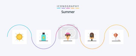 Illustration for Summer Flat 5 Icon Pack Including ice. cold. sun. sweet. ice - Royalty Free Image