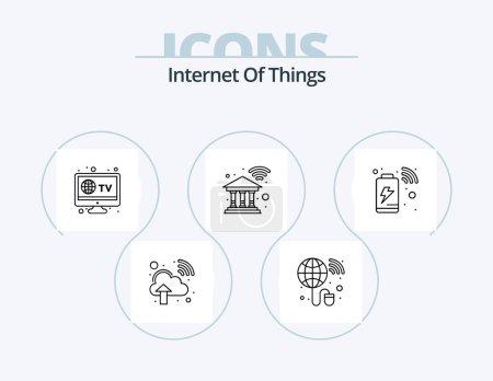 Téléchargez les illustrations : Internet Of Things Line Icon Pack 5 Icon Design. mixer. smart. camera. glasses. device - en licence libre de droit