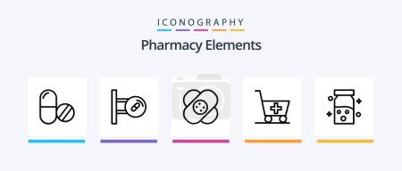 Illustration for Pharmacy Elements Line 5 Icon Pack Including medical. antibiotics. medical. beat. love. Creative Icons Design - Royalty Free Image