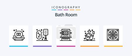 Téléchargez les illustrations : Bath Room Line 5 Icon Pack Including bath. junk. bath. equipment. shower. Creative Icons Design - en licence libre de droit