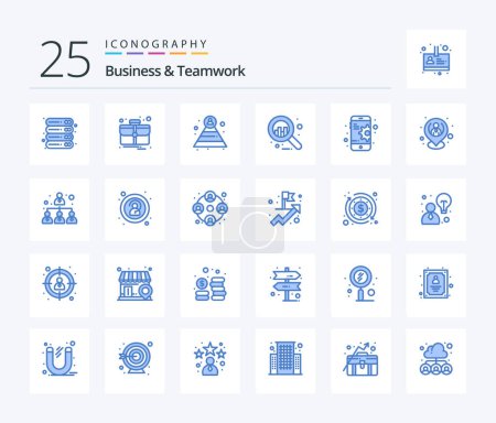 Téléchargez les illustrations : Business And Teamwork 25 Blue Color icon pack including employee. gear. career. configuration. business - en licence libre de droit