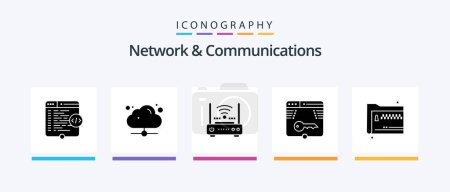 Téléchargez les illustrations : Network And Communications Glyph 5 Icon Pack Including form. key. online. secure. internet. Creative Icons Design - en licence libre de droit
