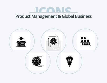 Ilustración de Product Managment And Global Business Glyph Icon Pack 5 Icon Design. flow. automation. filtration. workflow. open box - Imagen libre de derechos