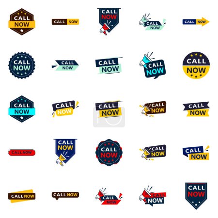 Illustration for Call Now 25 Fresh Typographic Elements for a modern call to action - Royalty Free Image