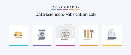 Illustration for Data Science And Fabrication Lab Flat 5 Icon Pack Including digital. design. research. science. information. Creative Icons Design - Royalty Free Image