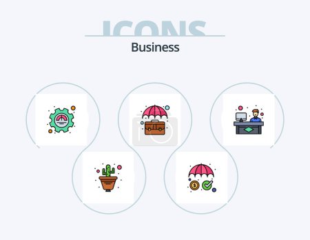 Ilustración de Business Line Filled Icon Pack 5 Icon Design. case. bag. cactus. seminar. conference - Imagen libre de derechos