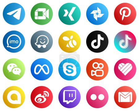 Ilustración de 20 Social Media Icons for Your Marketing such as video. tiktok. pinterest and swarm icons. Professional and clean - Imagen libre de derechos