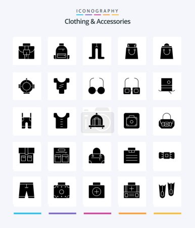 Illustration for Creative Clothing & Accessories 25 Glyph Solid Black icon pack  Such As baby. helm. baby. diving. shop - Royalty Free Image