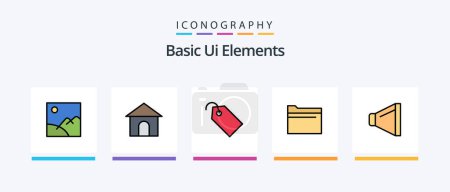 Illustration for Basic Ui Elements Line Filled 5 Icon Pack Including printed. printer. arrow. find. search. Creative Icons Design - Royalty Free Image