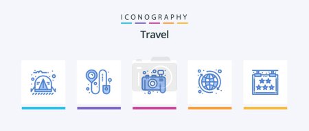 Illustration for Travel Blue 5 Icon Pack Including star. hotel. photo. five. tour. Creative Icons Design - Royalty Free Image