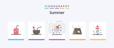 Illustration for Summer Flat 5 Icon Pack Including summer. camp. summer. summer. glass. Creative Icons Design - Royalty Free Image