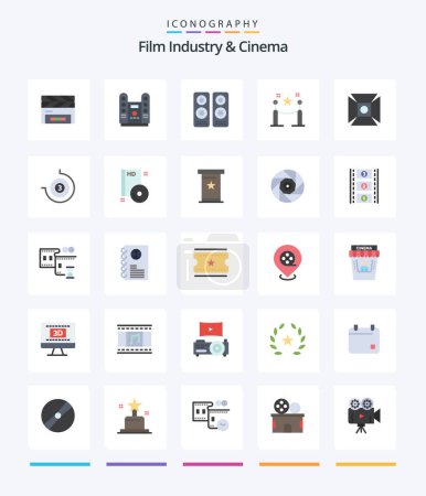 Ilustración de Creative Cenima 25 Flat icon pack  Such As highlight. picket. cinema. paling. barrier rope - Imagen libre de derechos