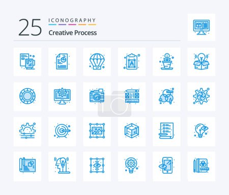 Illustration for Creative Process 25 Blue Color icon pack including creative. process. process. creative. font - Royalty Free Image